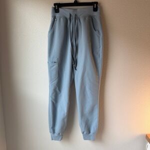 FIGS Zamora Joggers — Dusty Blue / Light Gray · Size S · Excellent Condition
